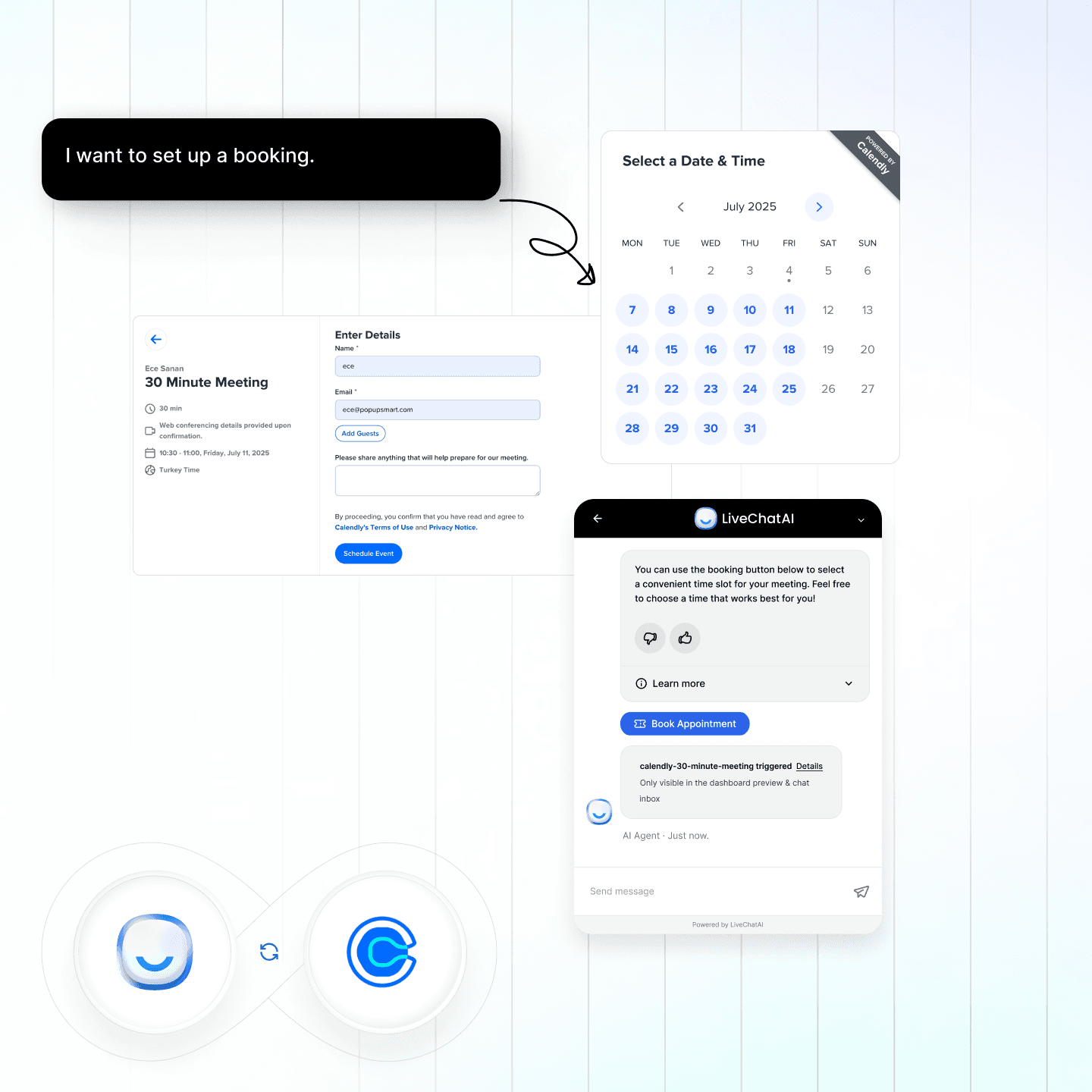 Book meetings in moments. interface preview