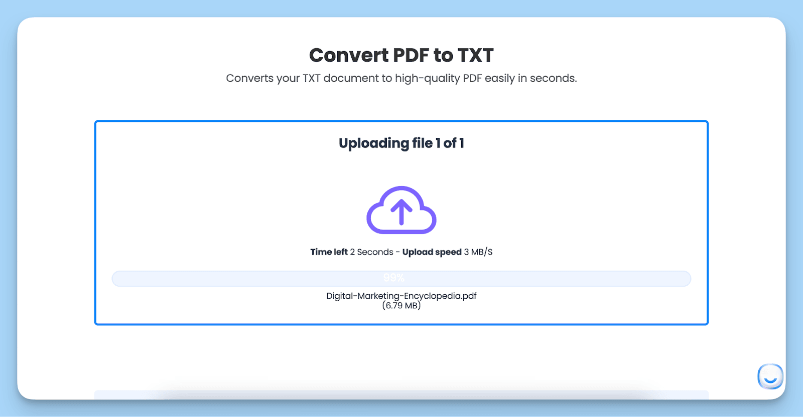conversion progress of a pdf file