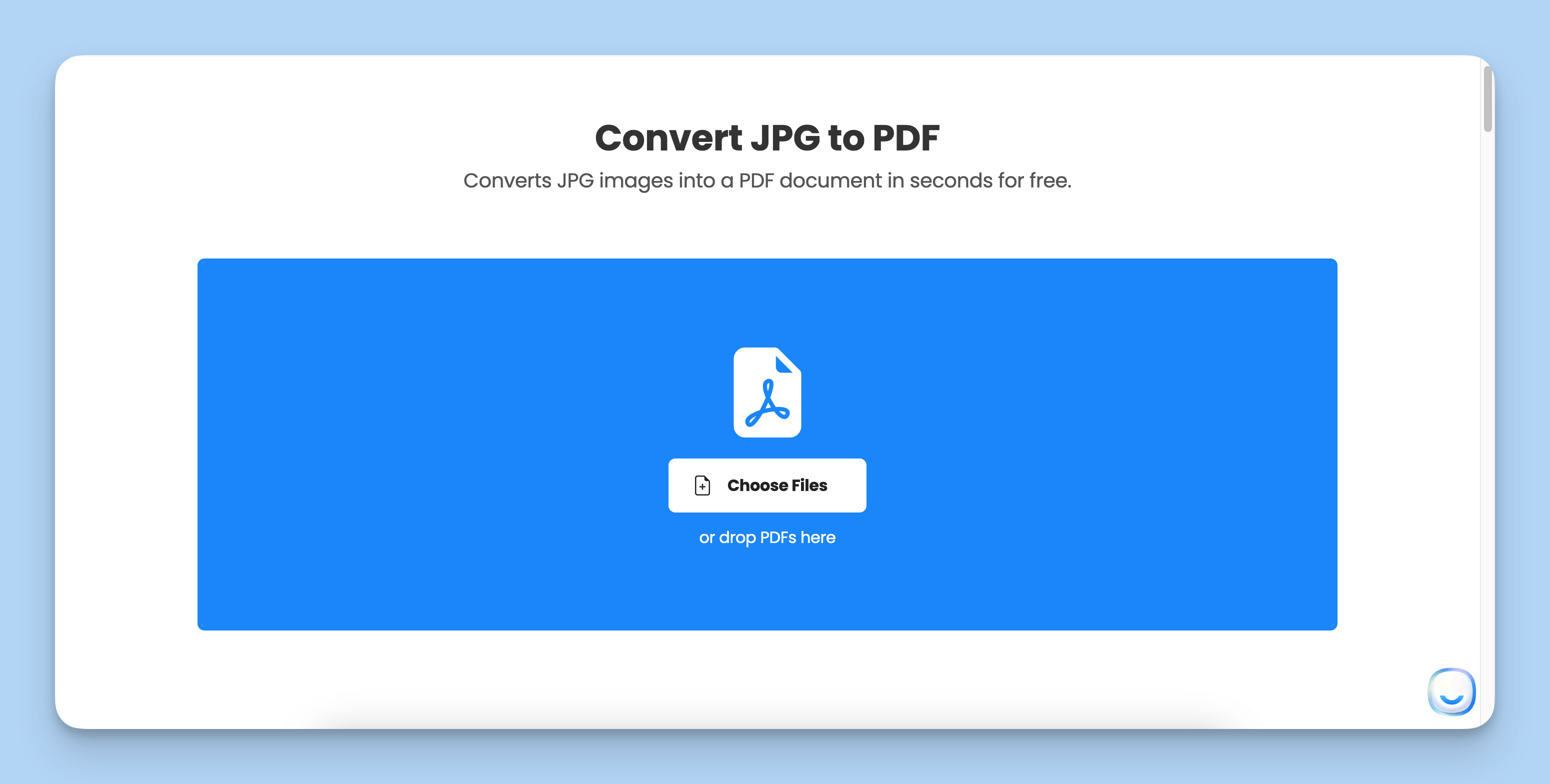 The first step of JPG to PDF Converter is to select images.