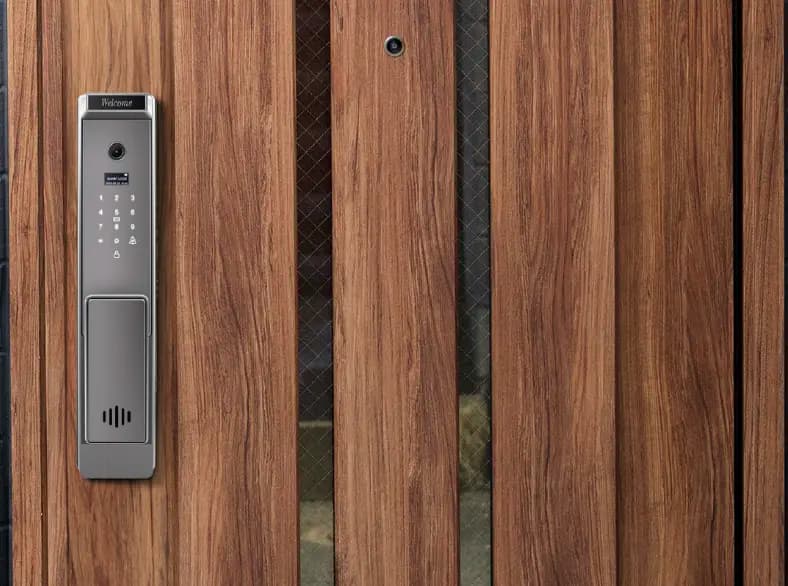 DESi smart door lock installed on a door