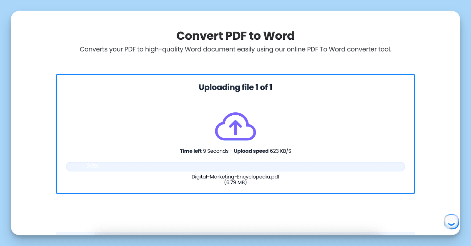 uploading pdf file to convert into word