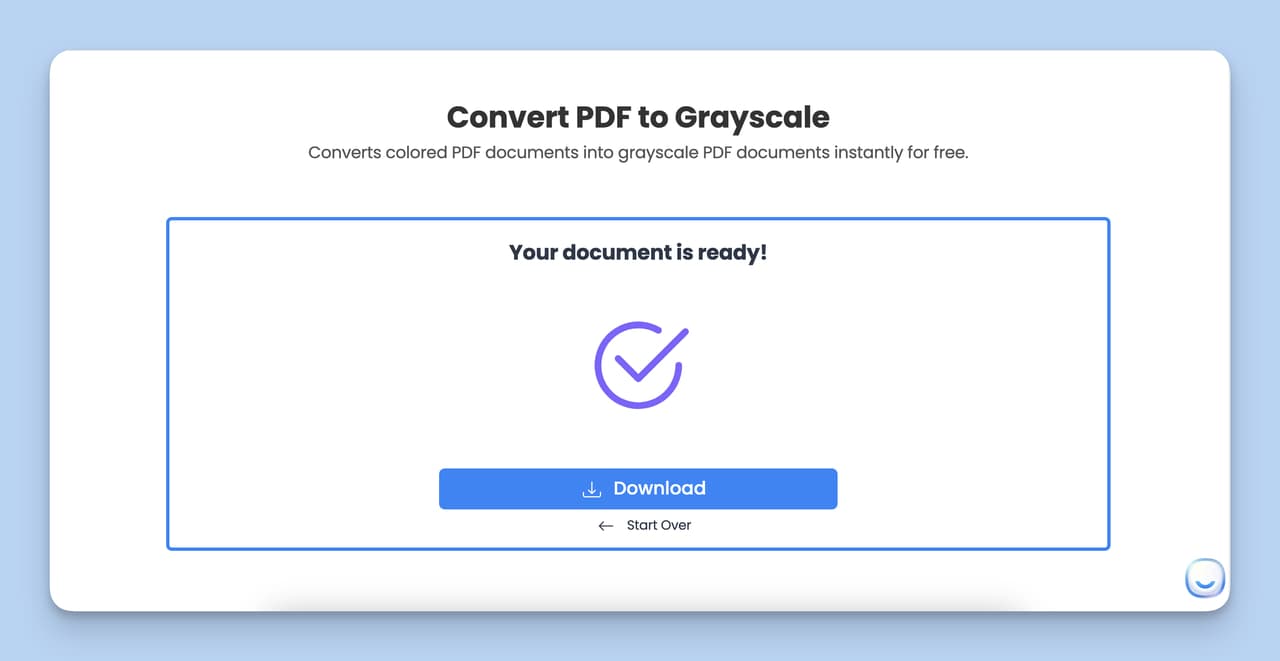Download step, which is the final step of Grayscale PDF Tool