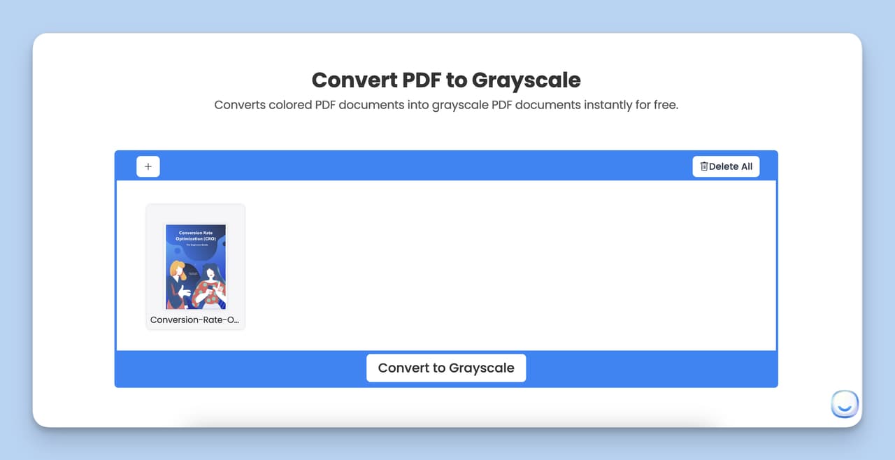 Clicking the convert to grayscale button, which is the third step of Grayscale PDF Tool