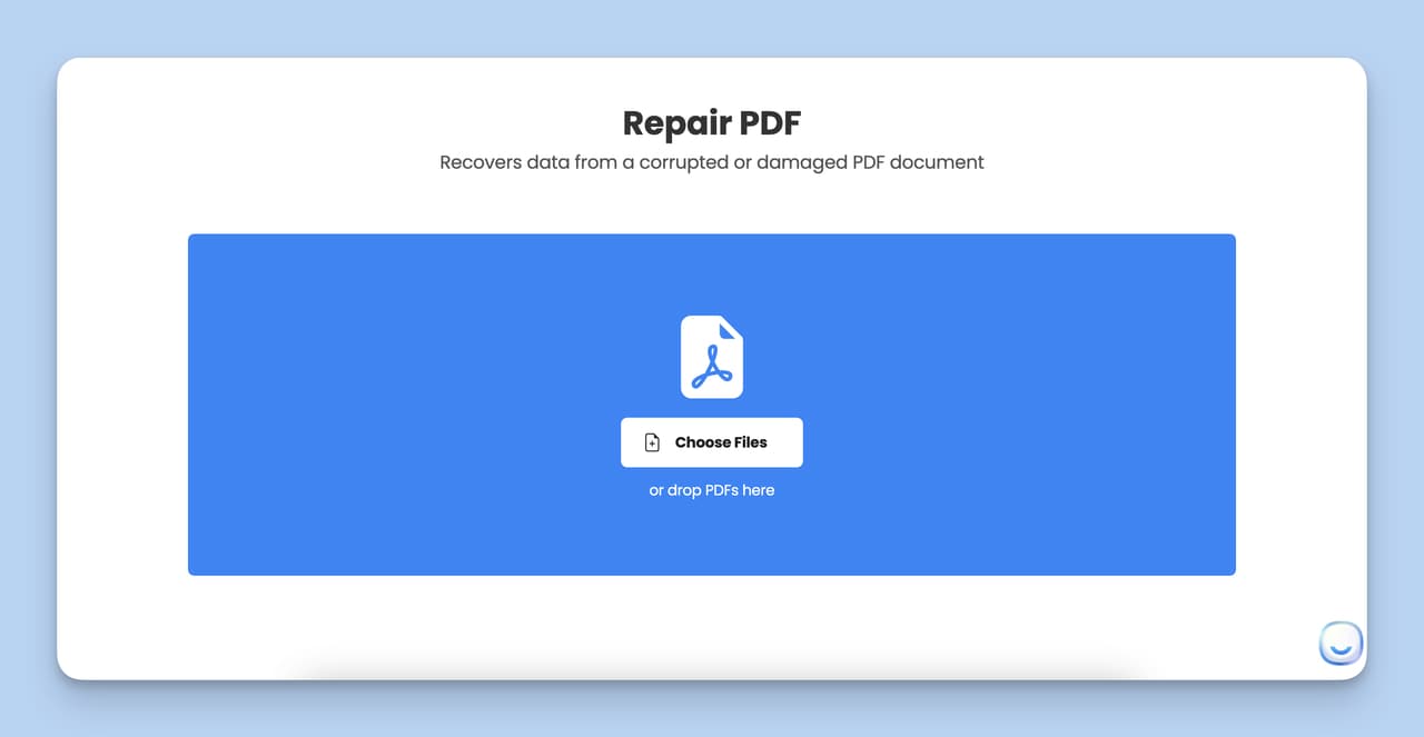 Choosing a file step, which is the first step of Repair PDF Tool