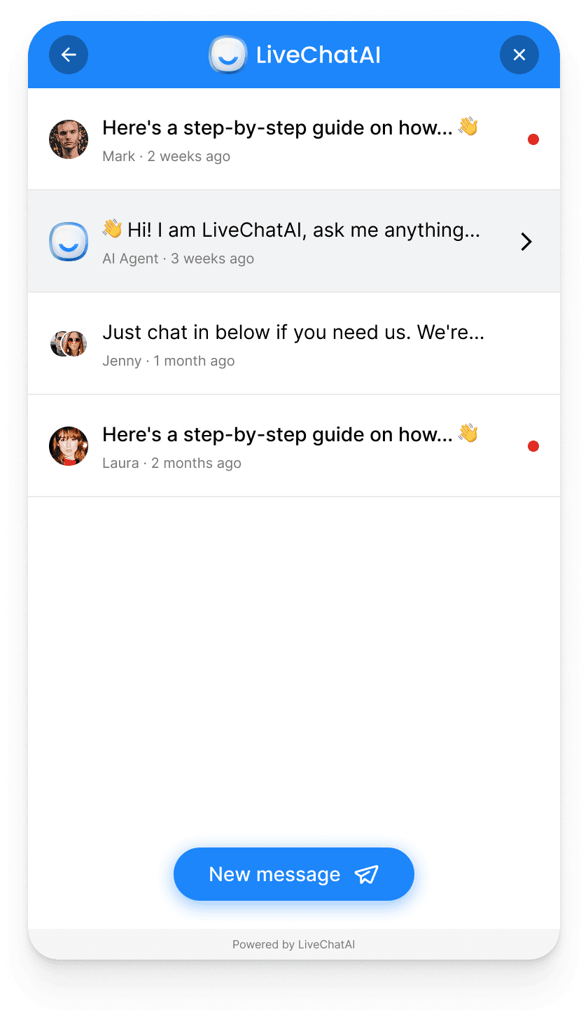 LiveChatAI support inbox