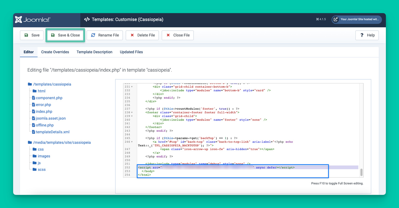 adding embed code to editor on Joomla