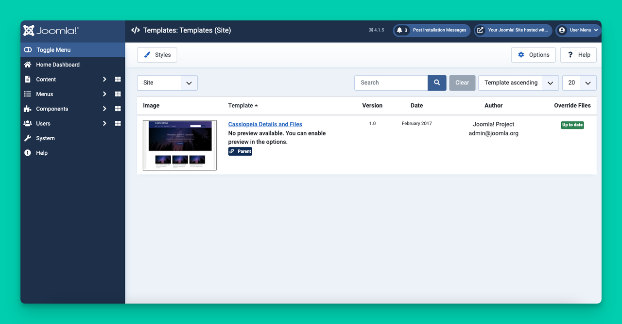 templates on Joomla