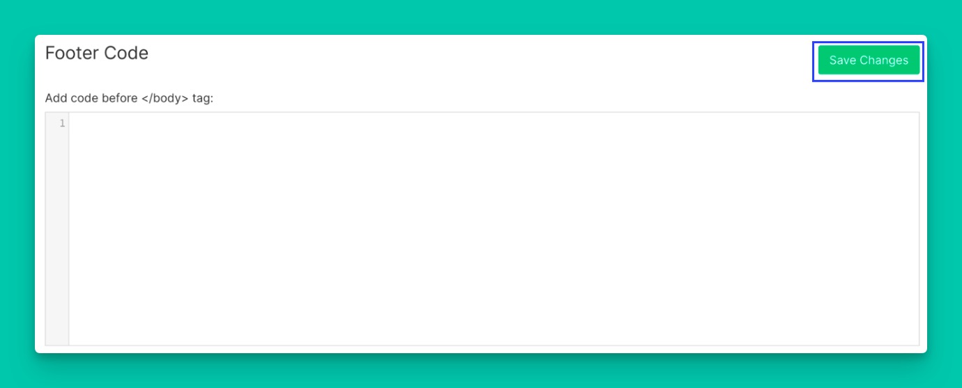 Webflow's footer code and save changes button