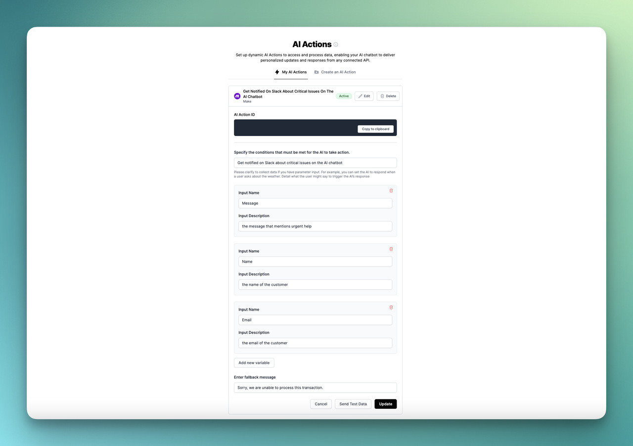 created AI action for Slack alerts