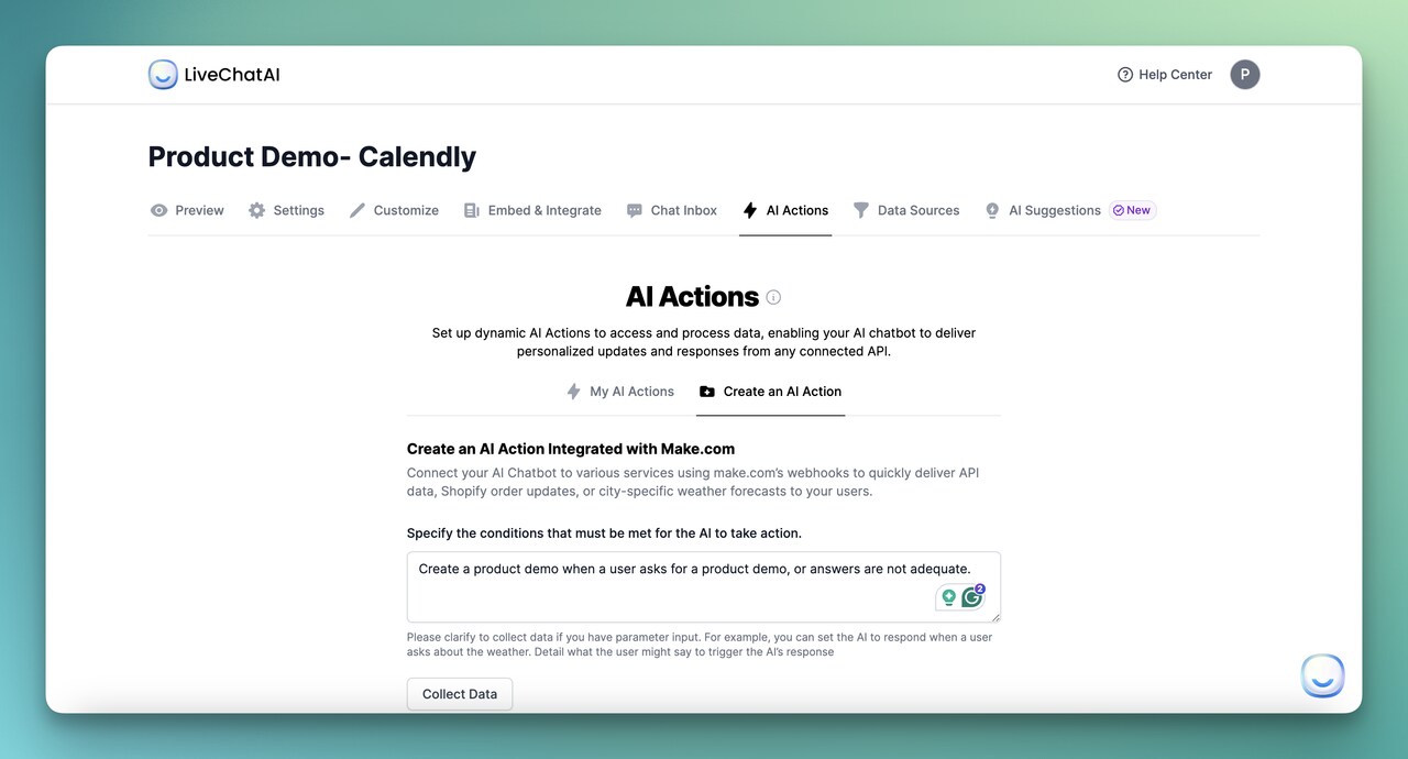 condition for Calendly integration's AI chatbot