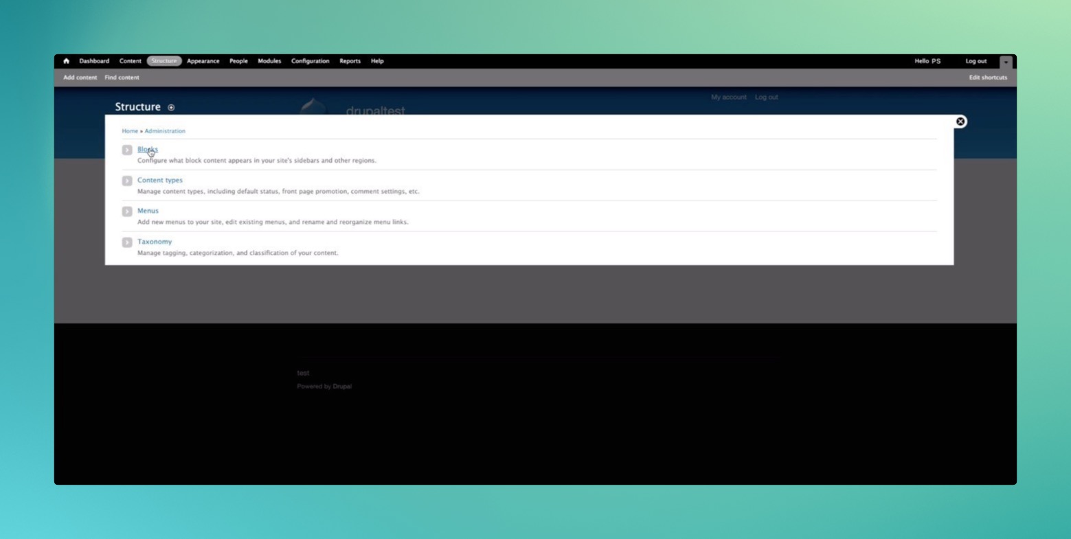 Blocks on the Structure on Drupal